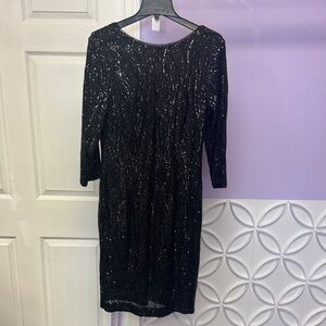 Stunning Black Sequin Long Sleeve Dress